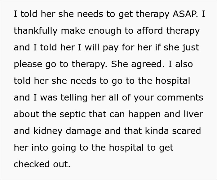 Girlfriend baby drama text about encouraging therapy and hospital visit for health concerns.