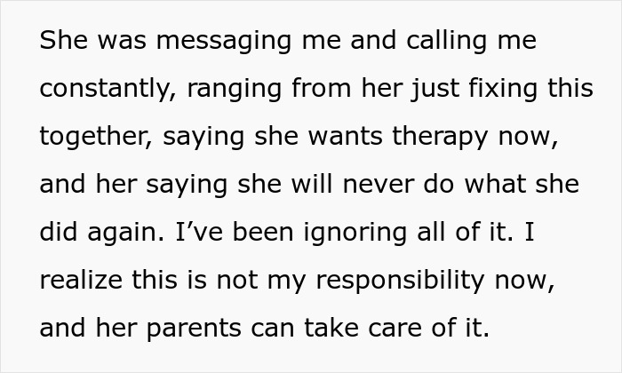 Text about handling girlfriend-baby-drama, mentioning therapy and parental responsibility.