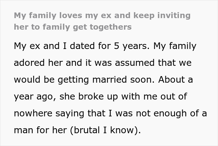 Guy Seeks Advice Online: “My Family Invited My Ex To Thanksgiving And Christmas”