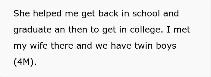 Text about gratitude for family support in education and raising twin boys.