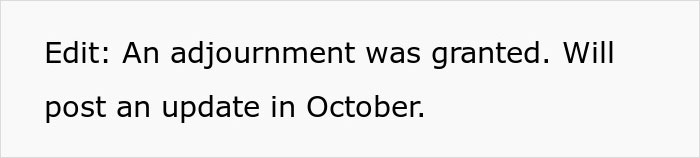 Text discussing court update in October related to a tenant's victory over a landlord.