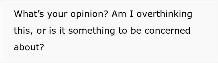 Text reading a question about overthinking and concern related to teacher clocking periods.