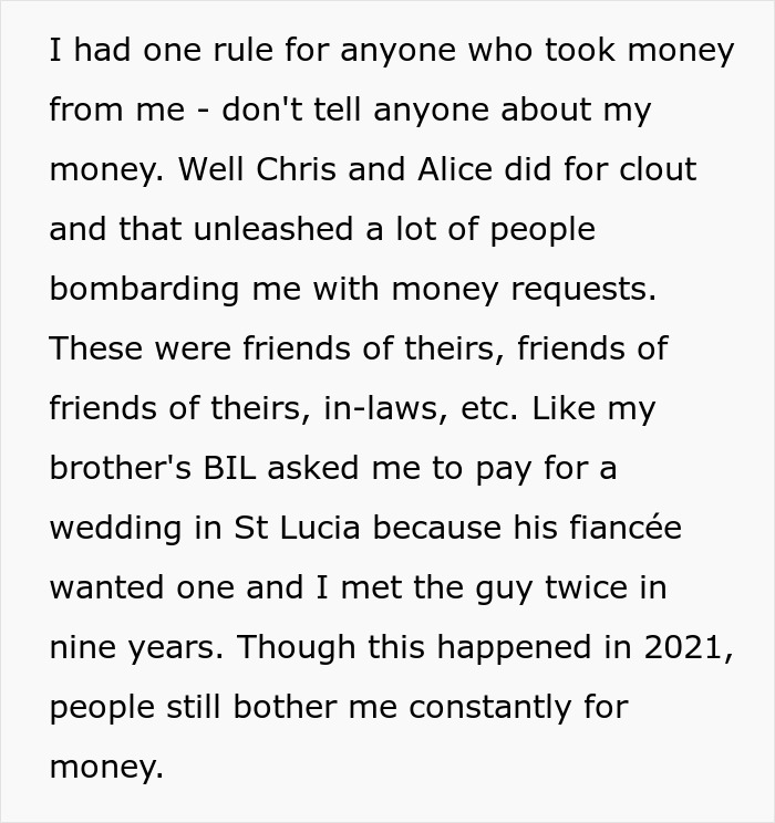 Text about handling brother's debt and financial requests from friends and family.