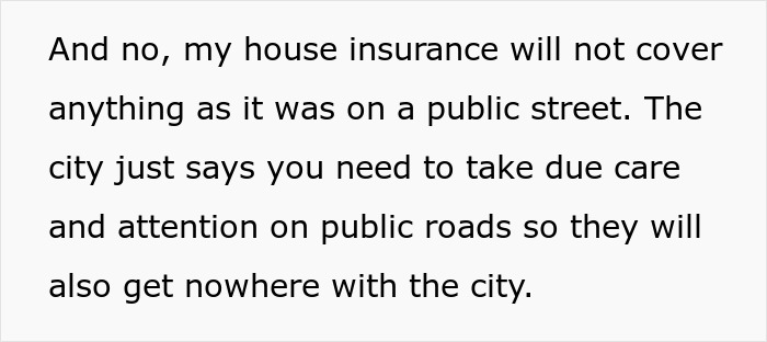 Text about insurance coverage related to snow shoveling on public streets.