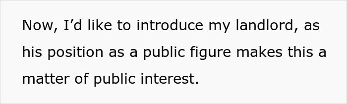 Text about landlord introduced as public figure, highlighting interest in tenant court case with ChatGPT assistance.