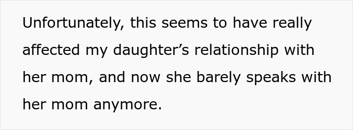 Text about a daughter's strained relationship with her mom after learning about an affair.