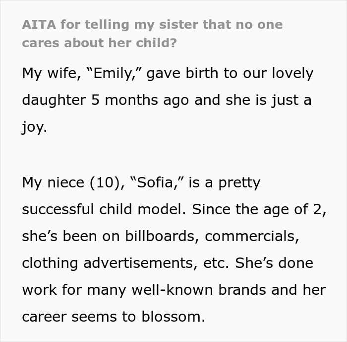 "[Am I The Jerk] For Telling My Sister That No One Cares About Her Child?"