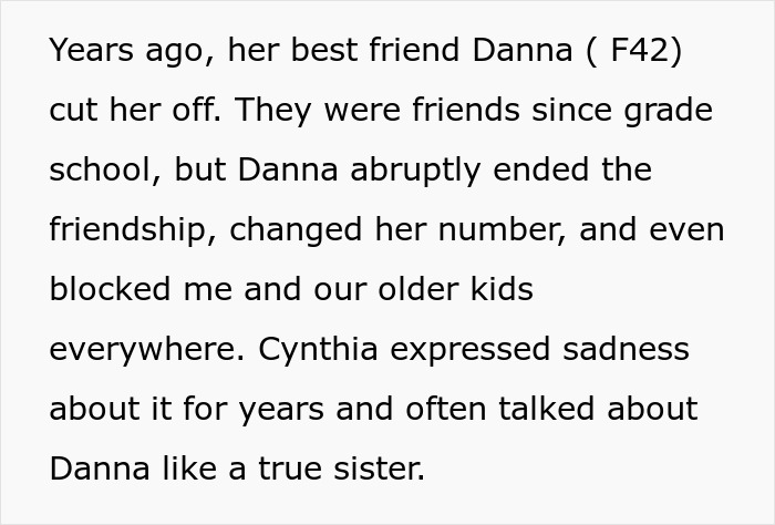 A paragraph describing a friend's abrupt end to a long-term friendship.