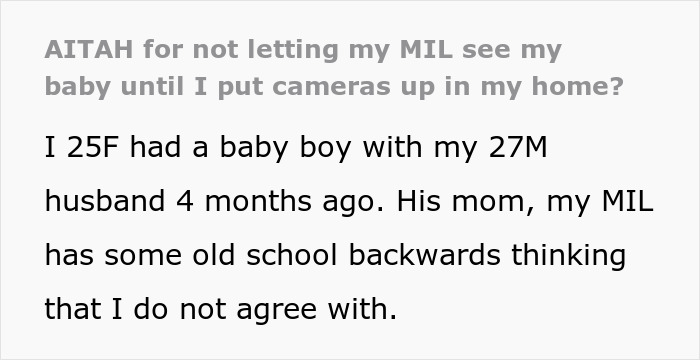 Woman discussing not allowing MIL to see baby due to differing beliefs.