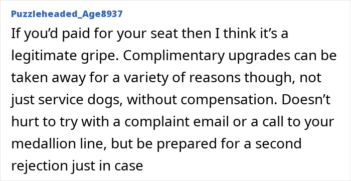 “Dog-Eat-Dog World”: Man Fumes Over Airplane Downgrade From First Class For Service Animal