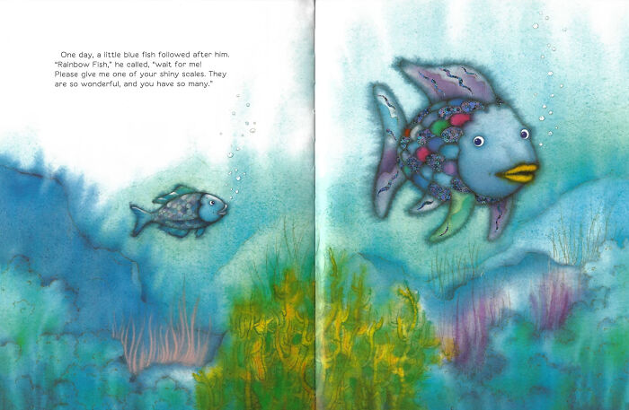 Fish from "Rainbow fish" from a topic of characters, who are actually villains in their stories. 