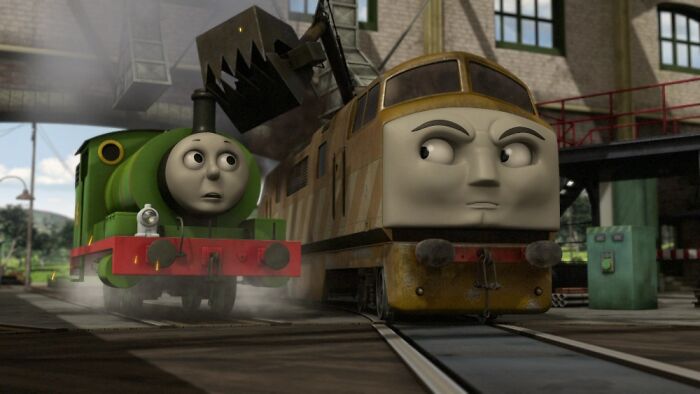 The diesel engines from "Thomas the Tank Engine: Day of the Diesels", illustrating a story where antagonists are right.