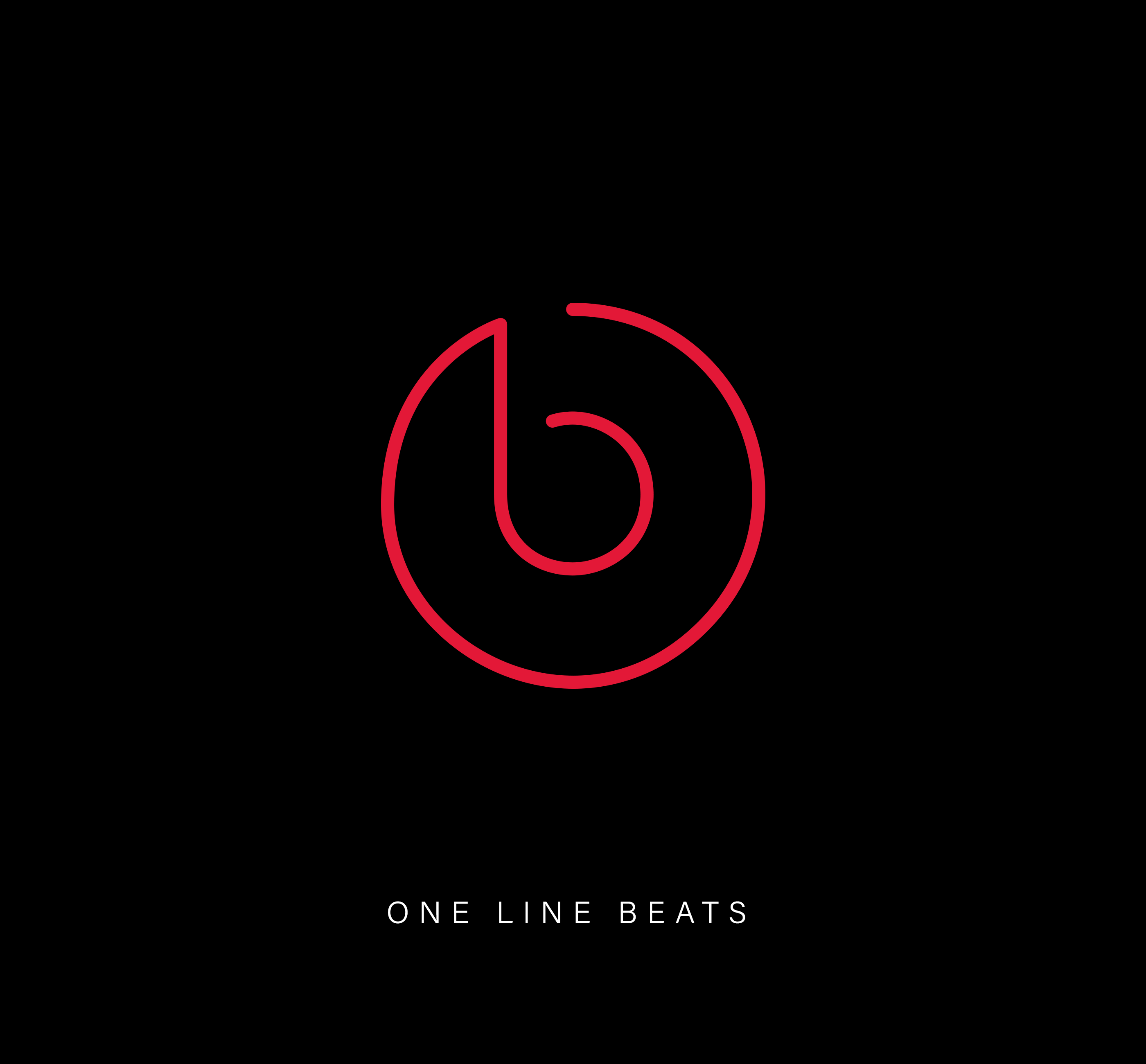 One line drawing of a famous logo, red on black background, text reads "One Line Beats."