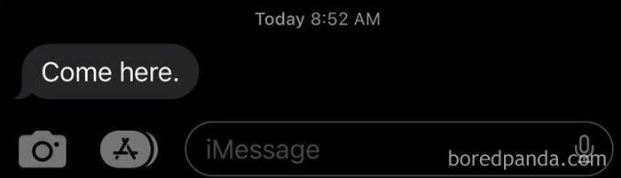 iMessage screen showing "Come here" text, part of the best texts of 2024.