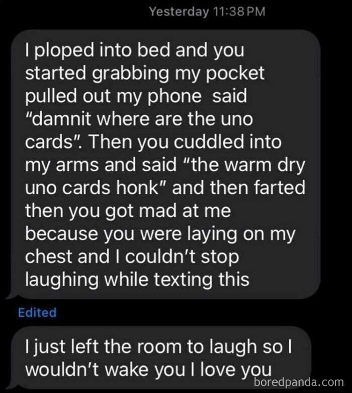 Funny text exchange about Uno cards and laughter. Best-Texts-Of-2024.