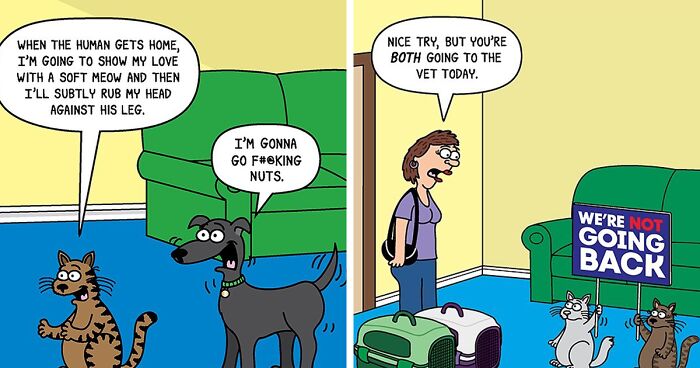 Only Cat And Dog Owners Might Truly Understand These 38 New Cartoons By The Artist Scott Metzger