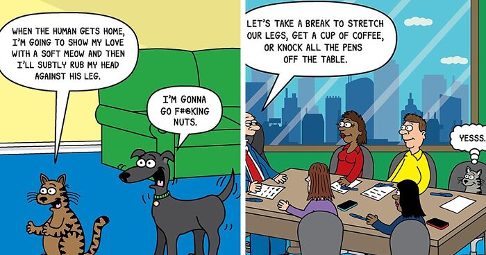 38 Of The Funniest Cat And Dog Comics By Metzger That Perfectly Reveal Their Nature (New Pics)