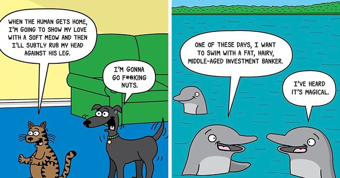 38 Single-Panel Comics That Perfectly Capture The Nature Of Cats And Dogs (New Pics)