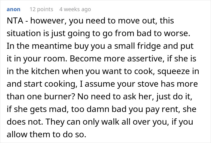 Text of advice urging a man to leave an awkward living situation with his girlfriend.