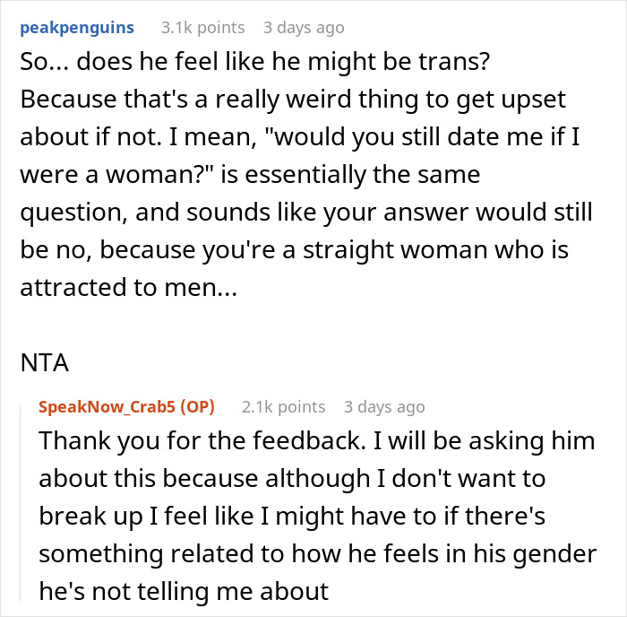 Online discussion about refusing dating someone who might be trans, with comments and feedback.