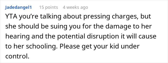 Reddit comment discussing legal actions regarding refusing payment and toddler's concussion.