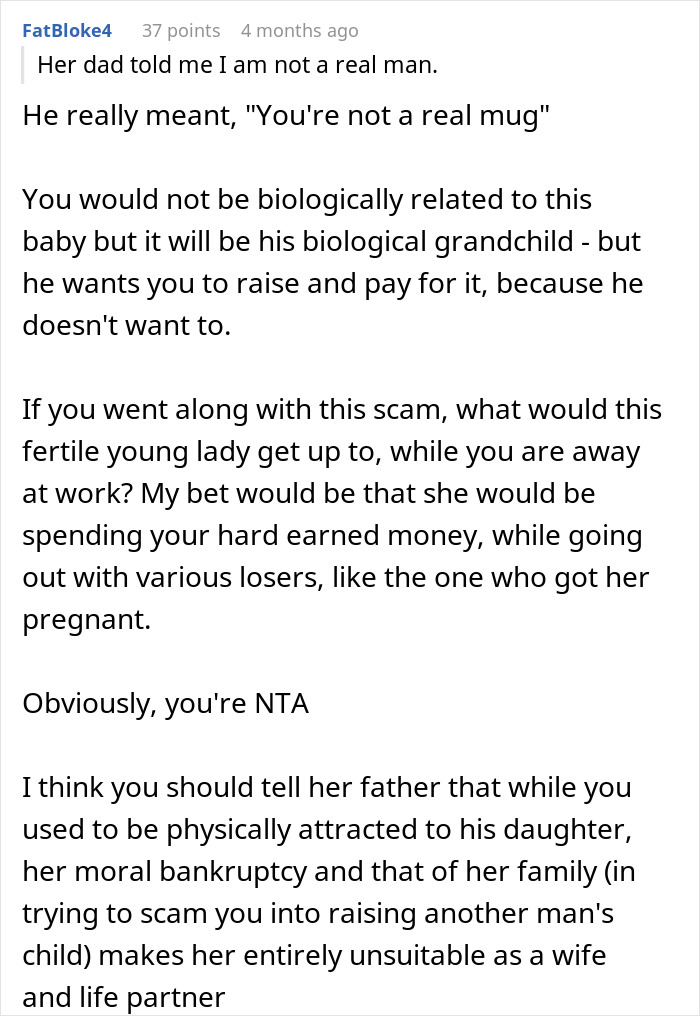 Reddit user comments on a post about a teen refusing to raise a non-biological child.