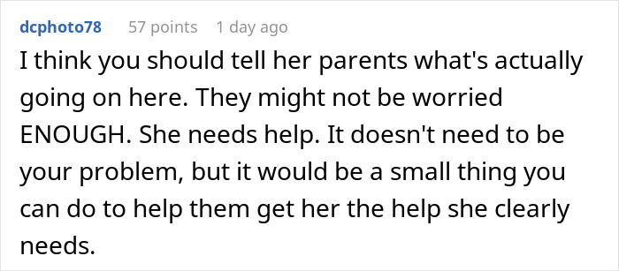 Comment on girlfriend baby drama advising to talk to her parents for help.