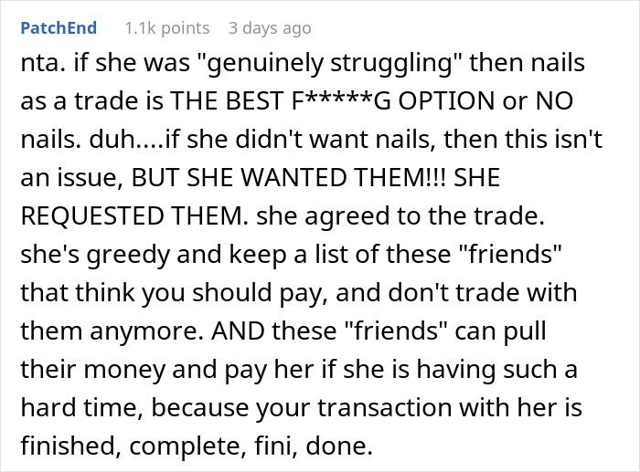 New Girl Gets Kicked Out Of Friend Group After She Demands Money For Trading Services