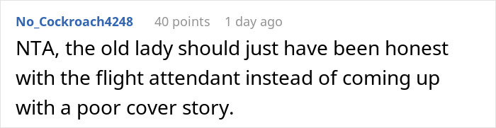 Comment discussing honesty about seat switch and mobility issues.