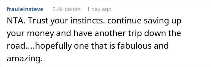 Comment about trusting instincts on a canceled Japan trip with friends.