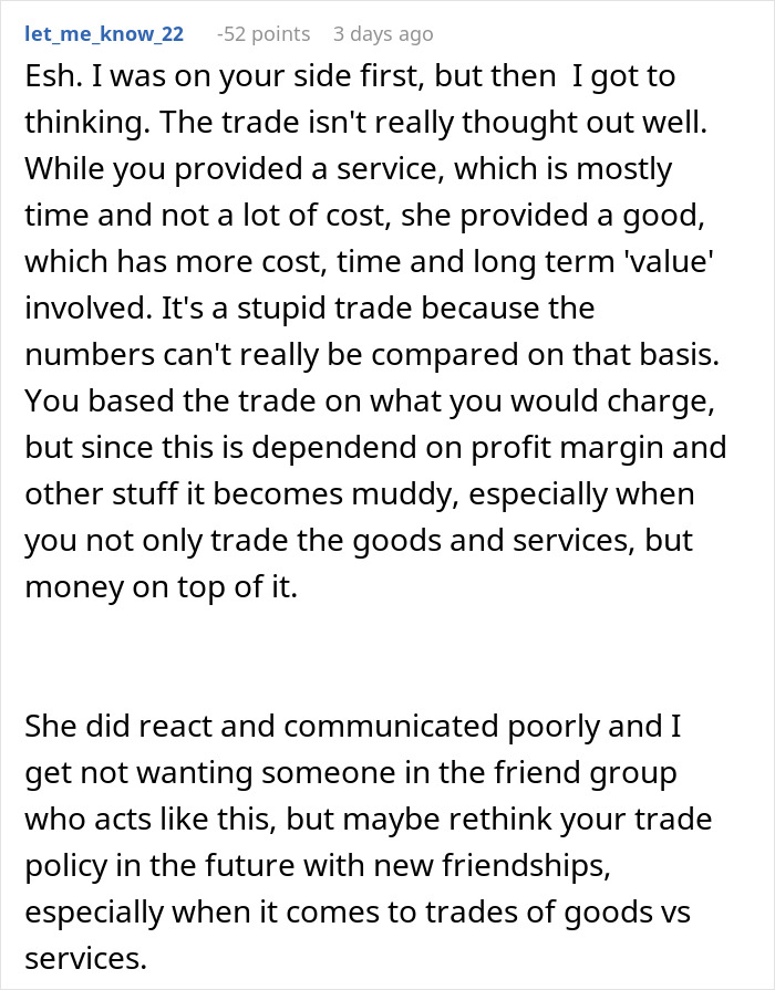 New Girl Gets Kicked Out Of Friend Group After She Demands Money For Trading Services