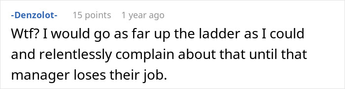 Comment expressing frustration over reduced employee hours for motorcycle purchase.