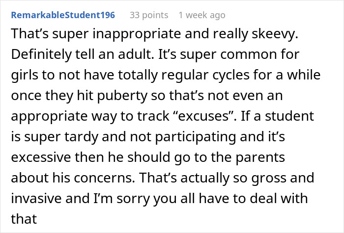 Comment criticizing a teacher\'s approach to tracking student attendance, calling it inappropriate and invasive.