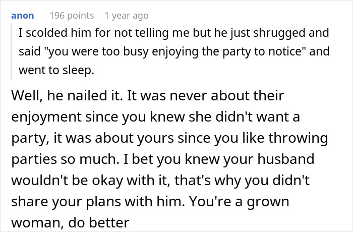 Comment discussing upset woman over stepdaughter running away from party.