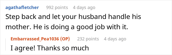 Reddit comment exchange about managing family conflicts during Thanksgiving.