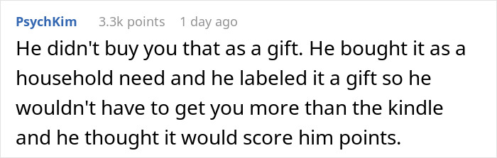 Text response about a Christmas gift early, questioning its true intention.