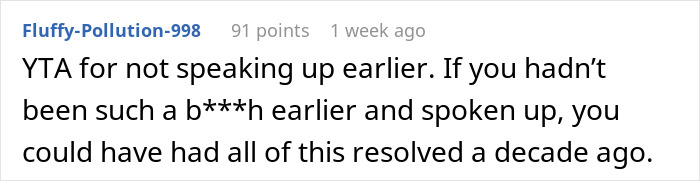 Reddit comment criticizing someone for not addressing an issue sooner, mentioning resolution delay.