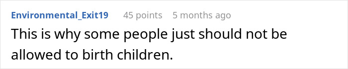 User comment expressing frustration over sibling childcare exploitation.