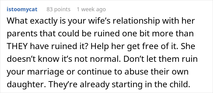 Comment discussing overbearing MIL's negative impact on family dynamics.