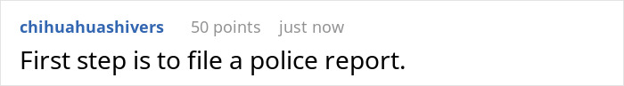 Reddit comment suggests filing a police report in response to hotel room smoke incident.