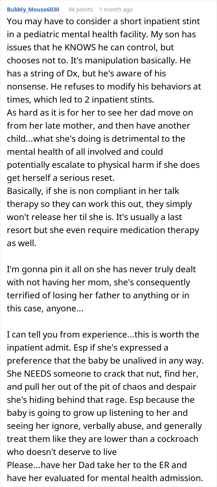 Text discussing a mom's thoughts on ending a marriage due to stepdaughter's hostility.