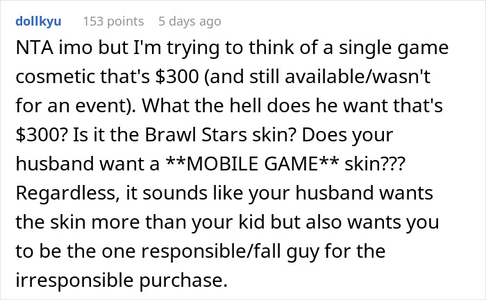 Mom Asks: "[Am I The Jerk] For Refusing To Buy My Son A Cosmetic In A Video Game For $300?"