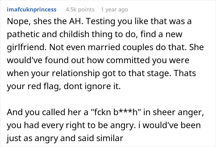 Commentary on calling girlfriend mean name; suggests finding a new relationship due to lying and testing behavior.