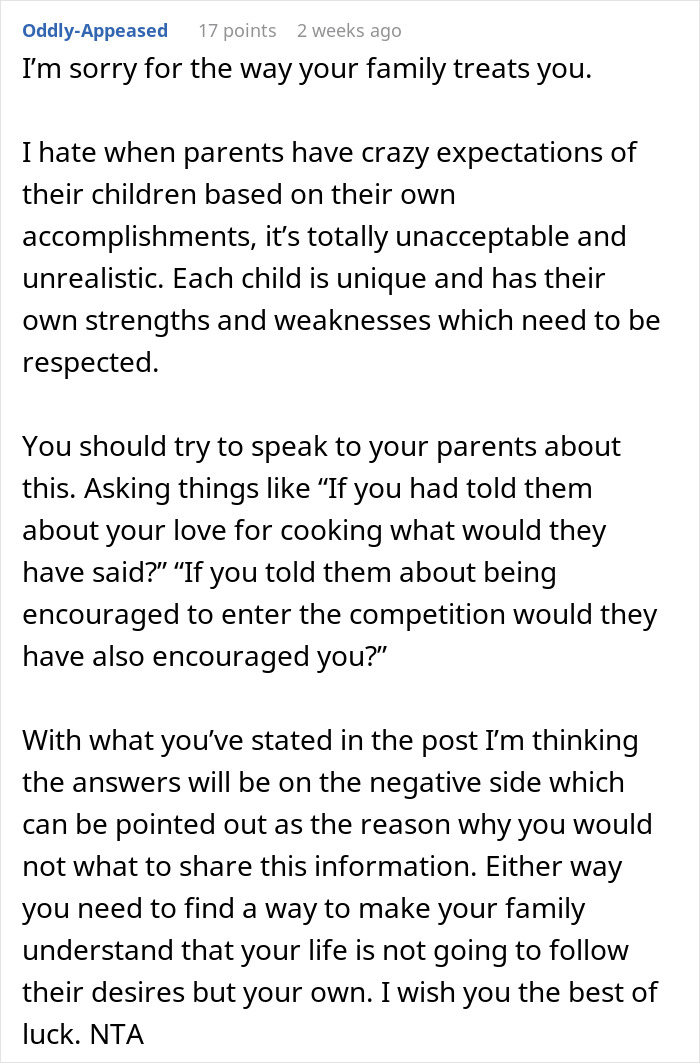 Mom Disappointed Daughter Thinks Winning Cooking Contest Is An Achievement