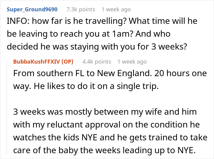 Reddit discussion about couple's conflict over FIL's arrival time during holiday season.