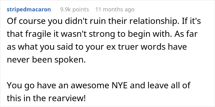 Comment discussing relationship advice and moving on, related to ex-husband regrets after divorce.