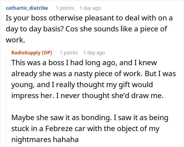 Reddit discussion about a Secret Santa gift incident involving a boss and HR involvement.