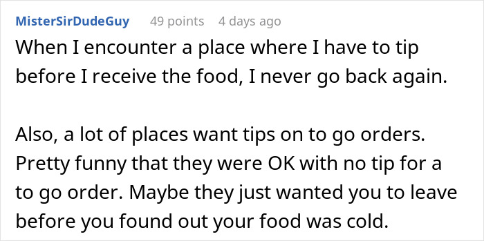 Staff Shames Customer Over $0 Tip, Cold Food Sends A Chilling Message 10Min Later