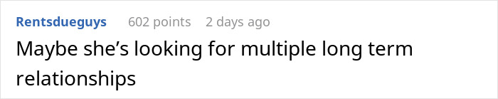 Screenshot of a Reddit comment discussing a girl's dating choices.