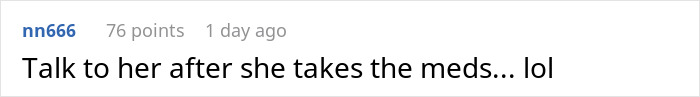 "Comment on a post discussing marriage and apologies, suggesting timing a conversation after medication.